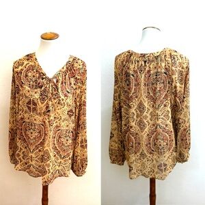 Torrid Beige and Red Paisley Blouse